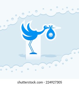 Baby toy stork illustration