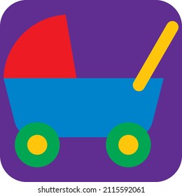 Baby toy stroller, illustration, vector on a white background.