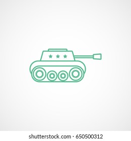 Baby Toy Tank Green Line Icon On White Background