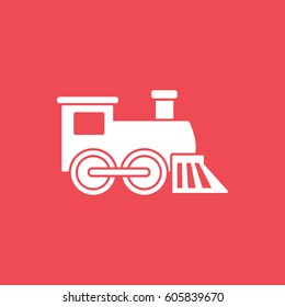 Baby Toy Train Flat Icon On Red Background
