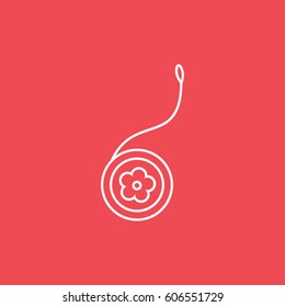 Baby Toy Yo To Line Icon On Red Background