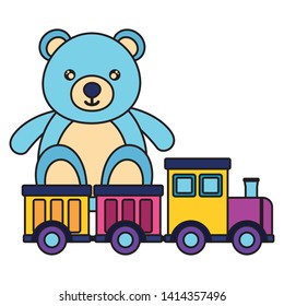 baby toys bear with train design vector illustration