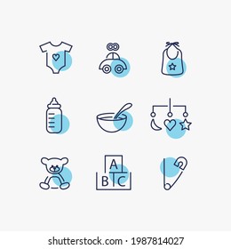 baby toys and clothes vector icon set baby food 
