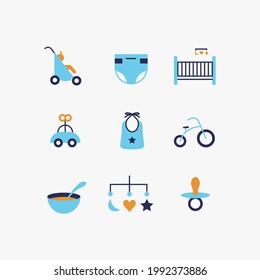 baby toys and clothes vector icon set baby food 