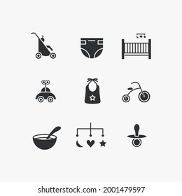 baby toys and clothes vector icon set baby food 