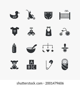 baby toys and clothes vector icon set baby food 