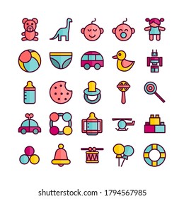 Baby Toys icon set vector flat line for website, mobile app, presentation, social media. Suitable for user interface and user experience.