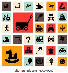 Baby Toys Icons set. Vector Icon