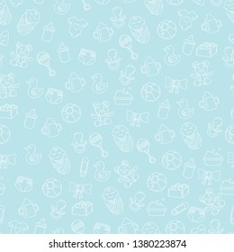 baby toys pattern. vector outline seamless pattern with doodle toys