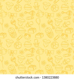 baby toys pattern. vector outline seamless pattern with doodle toys