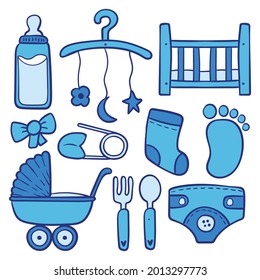 Baby toys set of vector graphic illustration. individually on a white background.