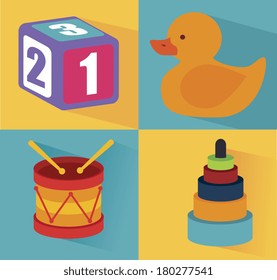 baby toys squares over colorful background vector illustration