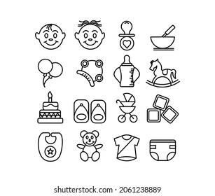 Baby toys thin line icon, Outline symbol kid plaything for games to design for the design of children's,Baby toys thin line icon.