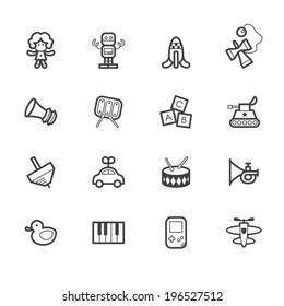 baby toys vector black icon set on white background
