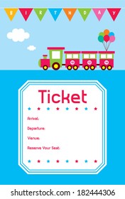 baby train birthday invitation card