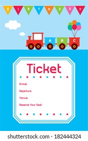baby train birthday invitation card