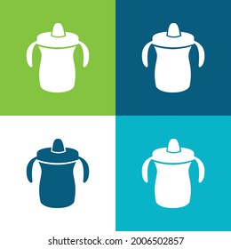 Baby Training Bottle Variant Flat four color minimal icon set