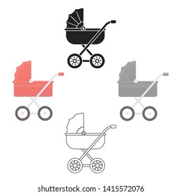 Baby transport icon in cartoon,black style isolated on white background. Pregnancy symbol stock vector illustration.