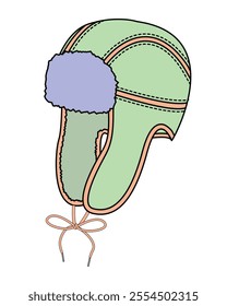 	
Baby trapper hats flat drawing vector mockup template.