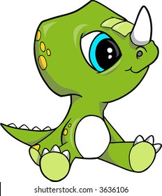Baby Triceratops Dinosaur Vector Illustration