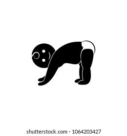 the baby tries to get up icon. Element of children illustration. Premium quality graphic design icon. Signs and symbols collection icon for websites, web design, mobile app on white background