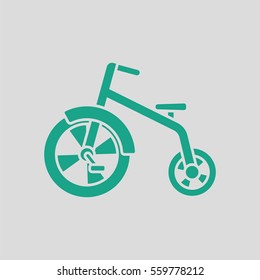 Baby trike ico. Gray background with green. Vector illustration.