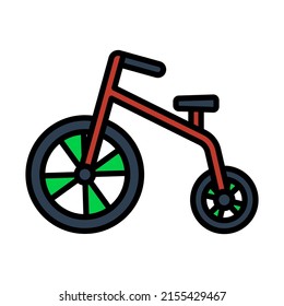 Baby Trike Icon. Editable Bold Outline With Color Fill Design. Vector Illustration.