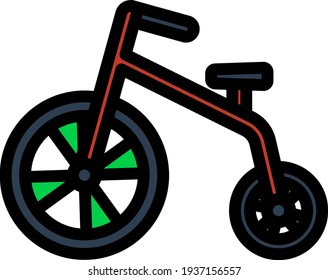 Baby Trike Icon. Editable Thick Outline With Color Fill Design. Vector Illustration.