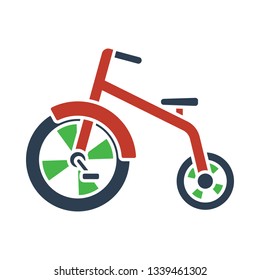 Baby trike icon. Flat color design. Vector illustration.