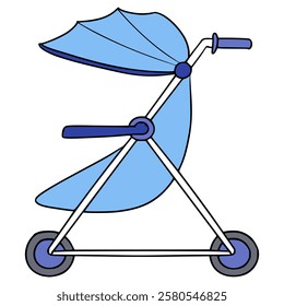 baby trolley illustration hand drawn isolated vector