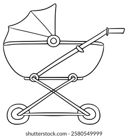 baby trolley illustration hand drawn outline vector