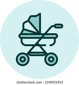 Baby trolley, illustration, vector on a white background.