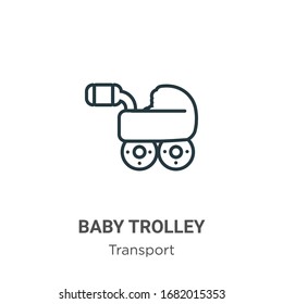 Baby trolley outline vector icon. Thin line black baby trolley icon, flat vector simple element illustration from editable transport concept isolated stroke on white background