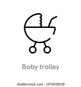 baby trolley vector line icon. Simple element illustration. baby trolley outline icon from transport concept. Can be used for web and mobile