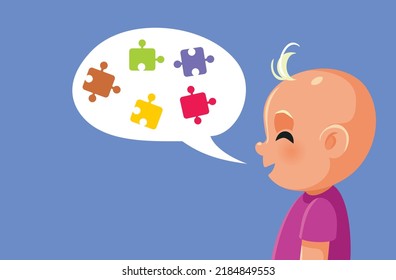 
Baby Trying To Speak Vector Cartoon Illustration. Little Infant Child Learning How To Talk Using Babbling Language For The First Time
