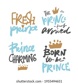 Baby t-shirt quote. Hand lettering for your design. Prince Charming