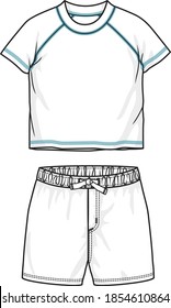 baby t-shirt shorts suit flat sketch design
