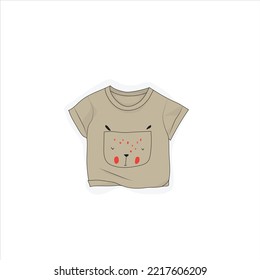 Baby t-shirt template with cute design in gray color for baby template design