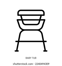 baby tub icon. Line Art Style Design Isolated On White Background