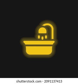 Baby Tub yellow glowing neon icon