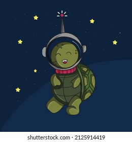 baby turtle astronaut in the space