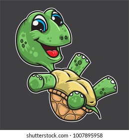 Baby Turtle vector illustration, editable Eps 10.