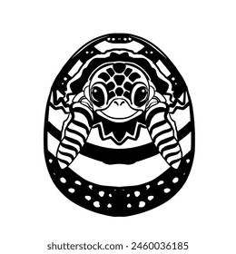 Baby turtles are emerging from eggs.Vector illustration isolated on white.