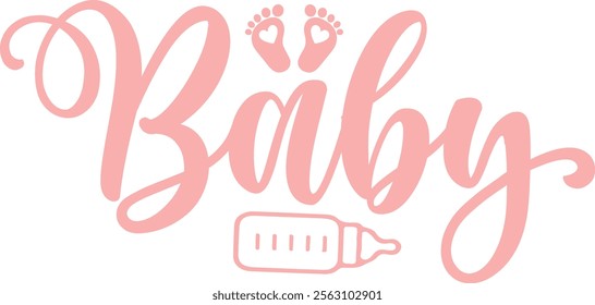 Baby typography design on plain white transparent isolated background for card, shirt, hoodie, sweatshirt, apparel, tag, mug, icon, poster or badge