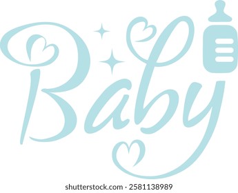 Baby typography design on plain white transparent isolated background for card, shirt, hoodie, sweatshirt, apparel, tag, mug, icon, poster or badge