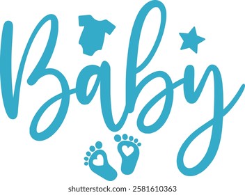 Baby typography design on plain white transparent isolated background for card, shirt, hoodie, sweatshirt, apparel, tag, mug, icon, poster or badge