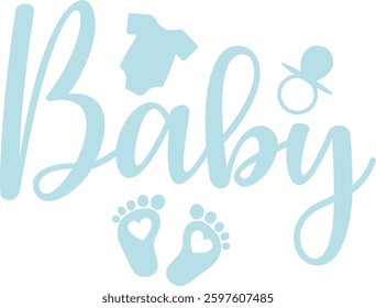Baby typography design on plain white transparent isolated background for card, shirt, hoodie, sweatshirt, apparel, tag, mug, icon, poster or badge