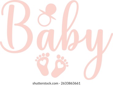 Baby typography design on plain white transparent isolated background for card, shirt, hoodie, sweatshirt, apparel, tag, mug, icon, poster or badge