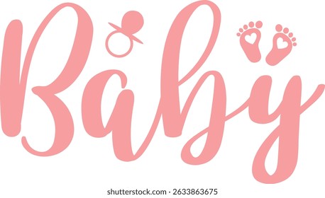 Baby typography design on plain white transparent isolated background for card, shirt, hoodie, sweatshirt, apparel, tag, mug, icon, poster or badge