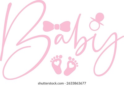 Baby typography design on plain white transparent isolated background for card, shirt, hoodie, sweatshirt, apparel, tag, mug, icon, poster or badge
